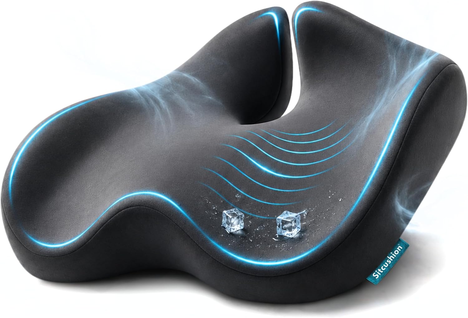 Cooling Seat Cushion for Tailbone Pain Relief, X Large Office Chair Cushion | Extra Large Cooling Office Chair Cushion and Coccyx Seat Cushion with a Breathable Cover to Ease Heat and Pressure (Black)