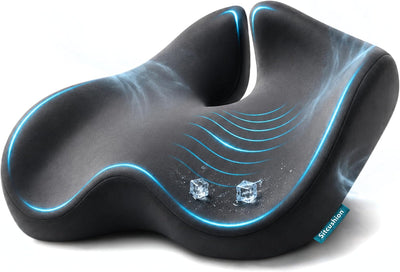 Cooling Seat Cushion for Tailbone Pain Relief, X Large Office Chair Cushion | Extra Large Cooling Office Chair Cushion and Coccyx Seat Cushion with a Breathable Cover to Ease Heat and Pressure (Black)