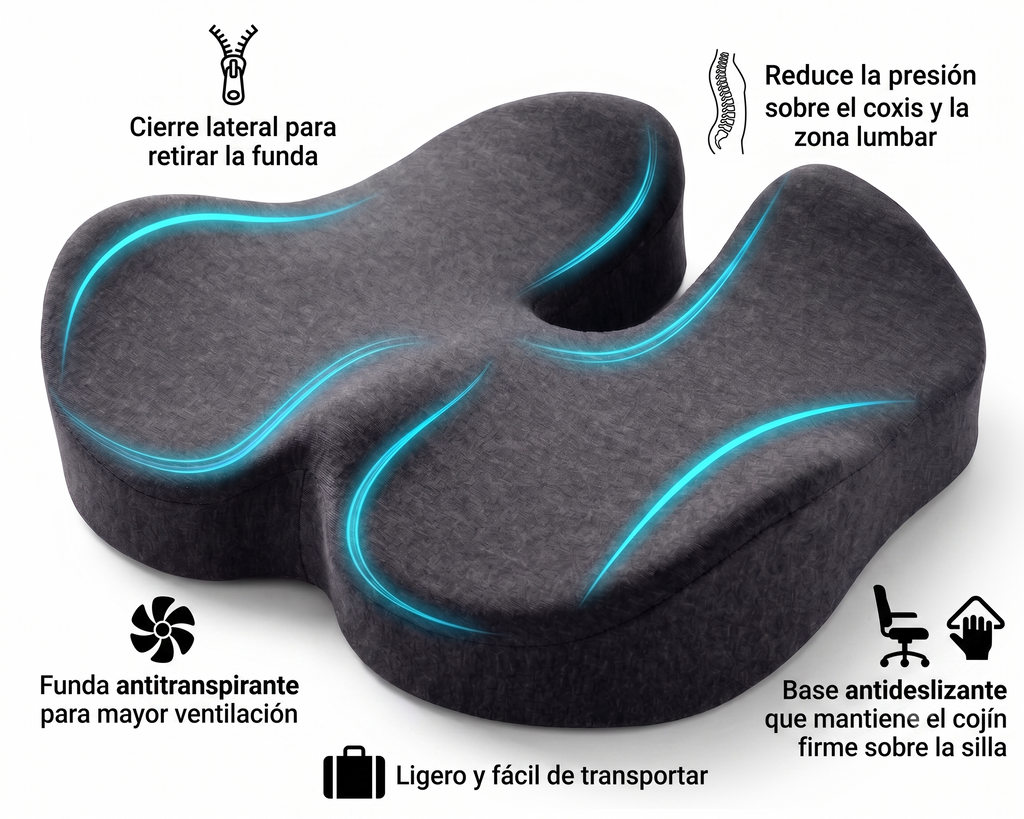 Cojín Ergonómico para alivio de espalda y coxis